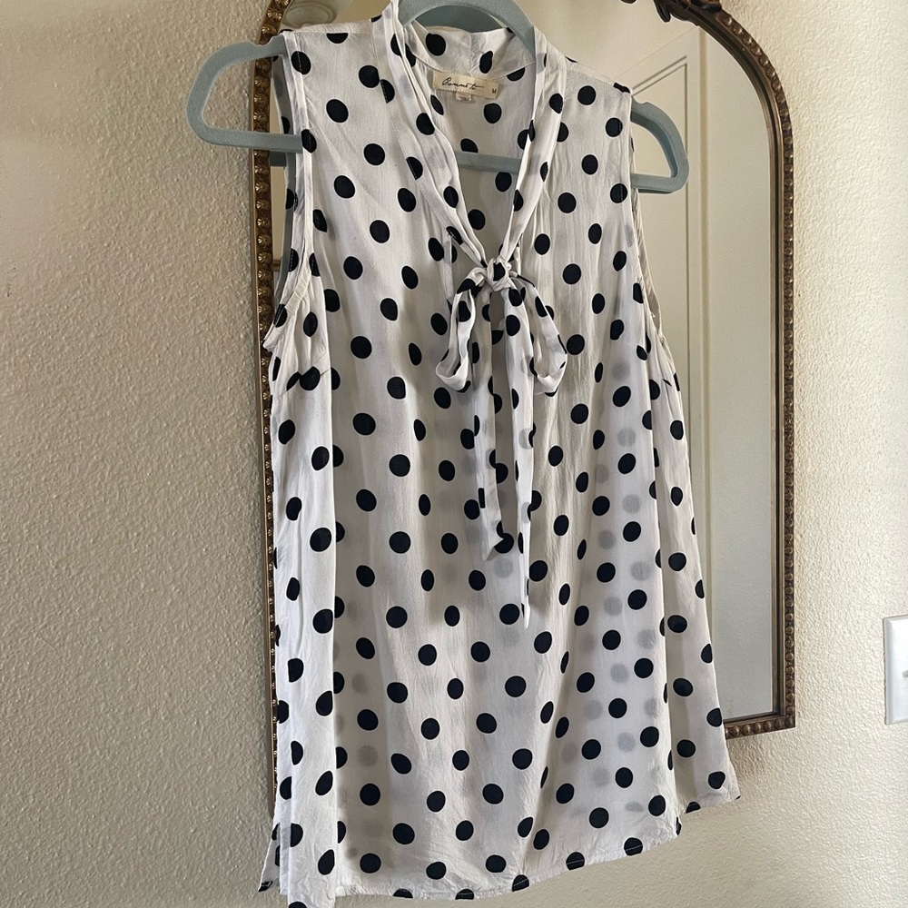 Polka Dot Sleeveless Blouse